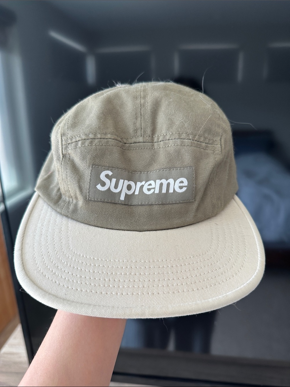 Supreme Two-Tone Khaki and Beige Camp Cap